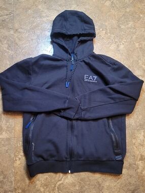 Emporio Armani EA7 Full Zip Hoodie Womens 2XL Black Long Sleeve Athletic